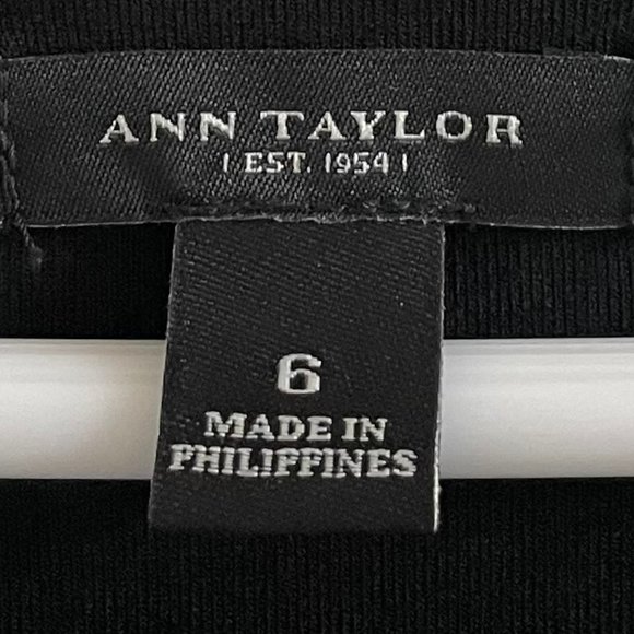 NWOT ANN TAYLOR BLACK DRESS SZ 6 RUCHED WAIST 3/4 SLEEVES - Picture 3 of 5